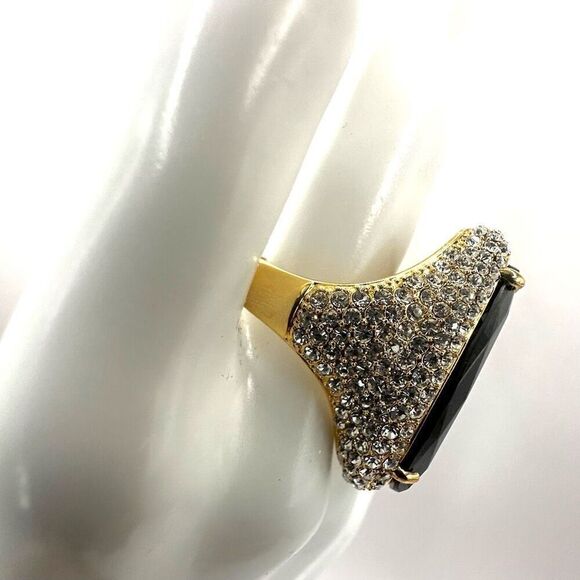 Akkad black rhinestone pear shaped cocktail Ring NWT - Picture 4 of 11